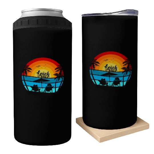 Beach Vibes - Ocean Scene - Adults & Cocktails Can Coolers