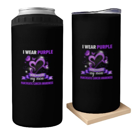 I Wear Purple In Memory Of My Mom Pancreatic Month Can Coolers