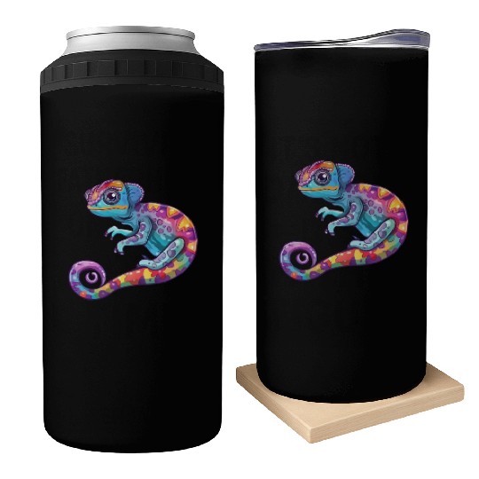 Colorful Chameleon Fantasy Creature Can Coolers