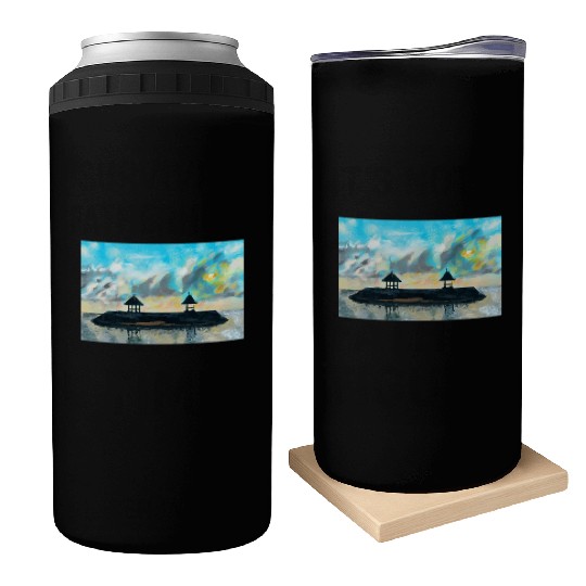 Peaceful sunset on beach scene with acrylic Can Coolers