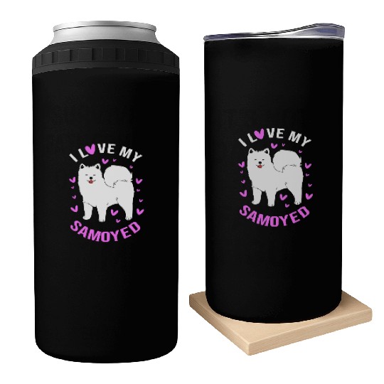Dog Owner Pet Lover Dog Mom I Love Samoyed Can Coolers
