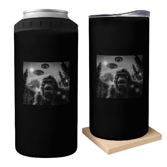 Graphic Bigfoot Sasquatch Selfie Can Coolers
