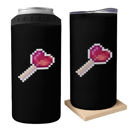 Pixel Art Sprite Cute Heart Lollipop Can Coolers