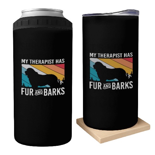 My Therapist Has Fur And Barks Retro Therapy Dog Can Coolers