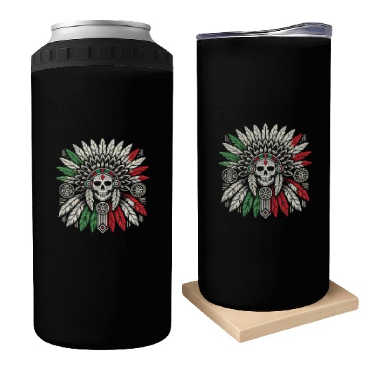 Aztec Warrior Indigenous Mexican Aztec Jaguar Can Coolers