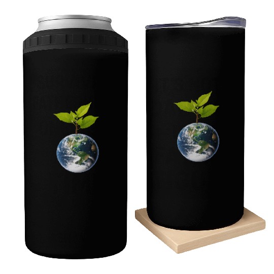 Planet Earth with beautiful freshness growth tree Can Coolers
