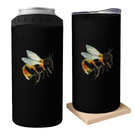 Cute Bumble Bee Flying Illustration Can Coolers
