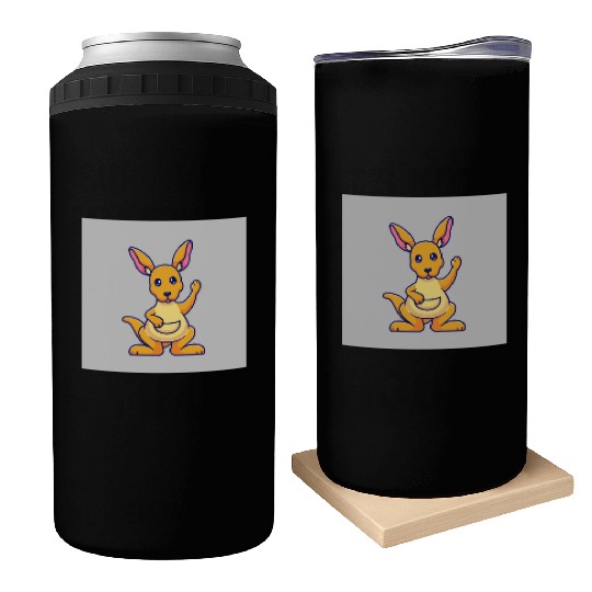 Cute Kangaroo Waving Hand: Cartoon Vector Icon Ill Can Coolers