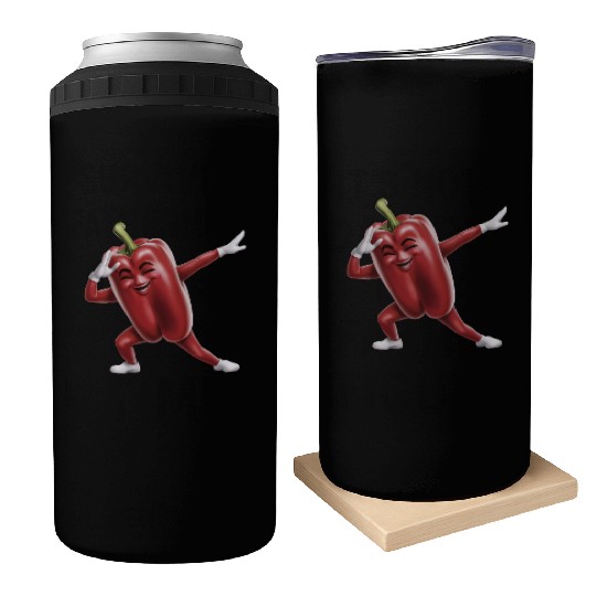 Red Bell Pepper Dabbing Realistic Can Coolers