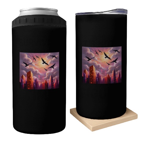 Geometric Twilight City Can Coolers