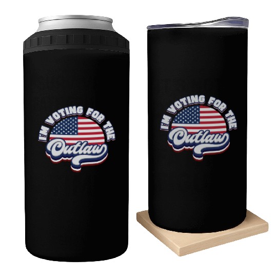 I'm Voting For The Outlaw - US Flag Can Coolers