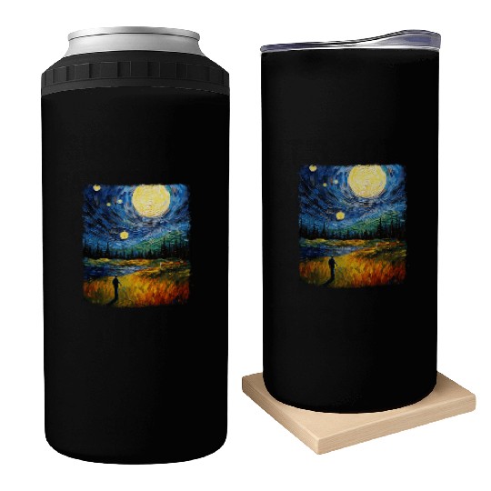 Golf Player Golfer Golfing Starry Night Painting Can Coolers