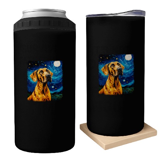 Great Dane Dog Starry Night Painting Can Coolers