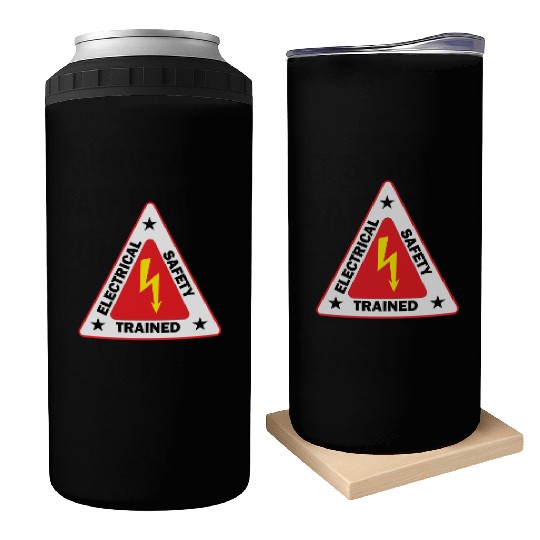 electrical Safety Trained Triangle Warning Sign Can Coolers