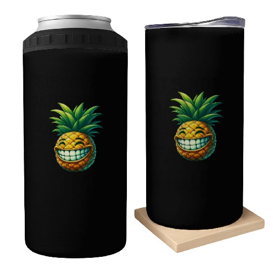 Pineapple fruit summer cartoon smile sweet cool Can Coolers