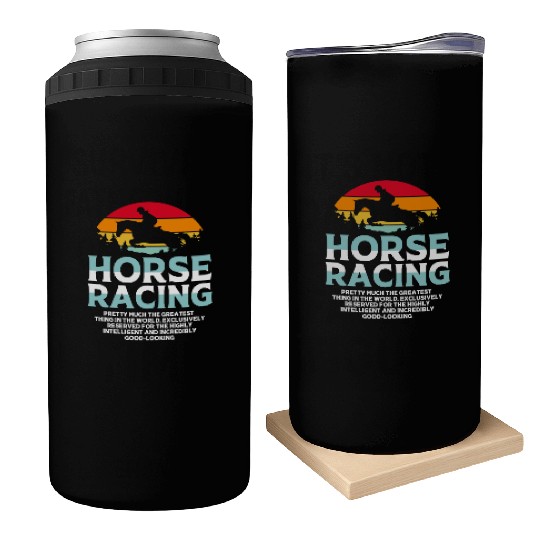 Retro Sunset Horse Racing Equestrian Horse Show Can Coolers