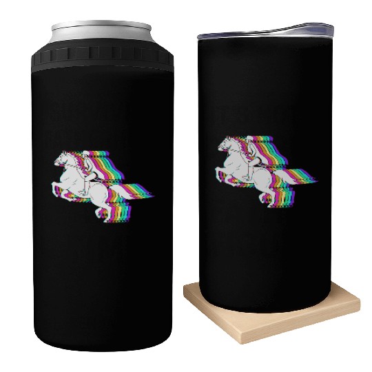 Colorful Horse Equestrian Jockey Horse Racing Can Coolers