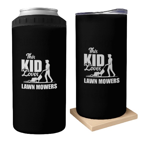 Landscaper Gardener Child Lawn Mowing Can Coolers