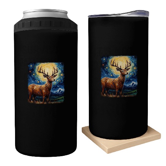 Deer Hunter Deer Hunting Starry Night Painting Can Coolers