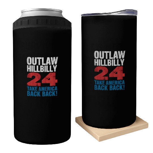 Trump Vance 2024 Outlaw Hillbilly US Flag Vintage Can Coolers