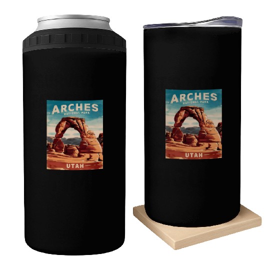 Vintage Travel Arches National Park Utah Landscape Can Coolers