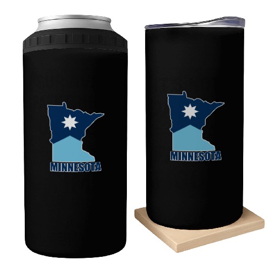 The new Flag of Minnesota State and map Can Coolers