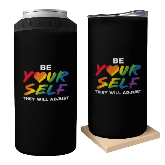 LGBT Be Yourself They Will Adjust Rainbow Gay Can Coolers