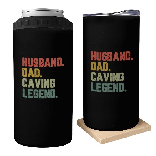 Husband Dad Caving Legend Funny Father Can Coolers
