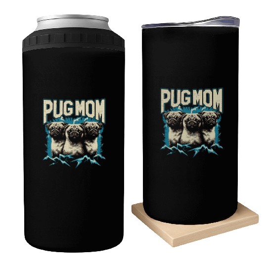 Pug Mom Bootleg Can Coolers