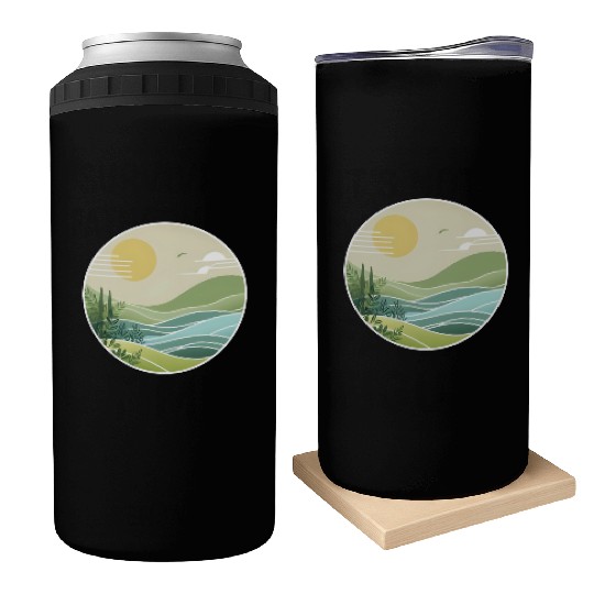 The Peaceful Green Hills Can Coolers