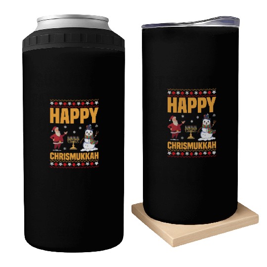 Happy Chrismukkah Funny Hanukkah Christmas Santa Can Coolers