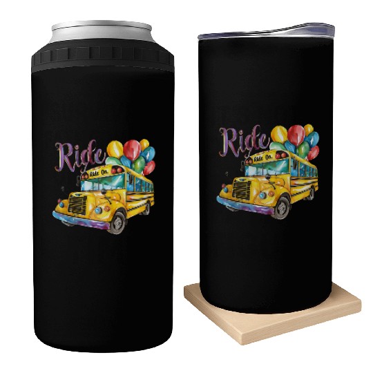 "Back-to-School Ride: Colorful School Bus" Can Coolers