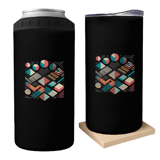 Retro Geometric Shapes 80s 90s Style 1 Can Coolers