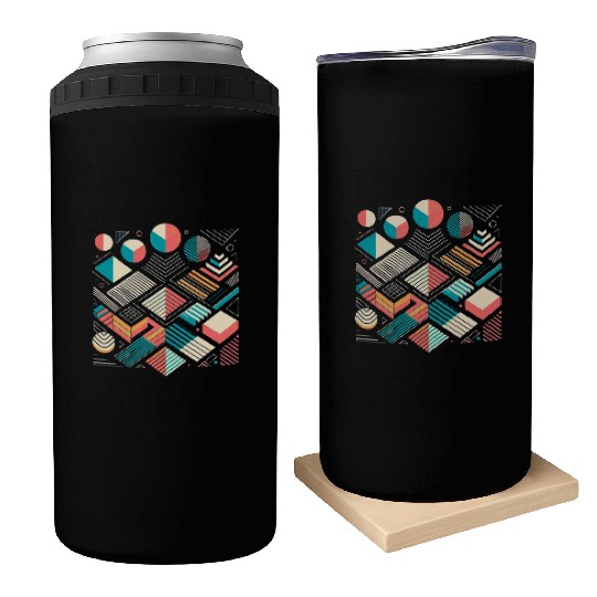 Retro Geometric Shapes 80s 90s Style 1 Can Coolers