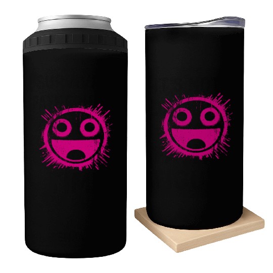 Pink Joyful Face Can Coolers