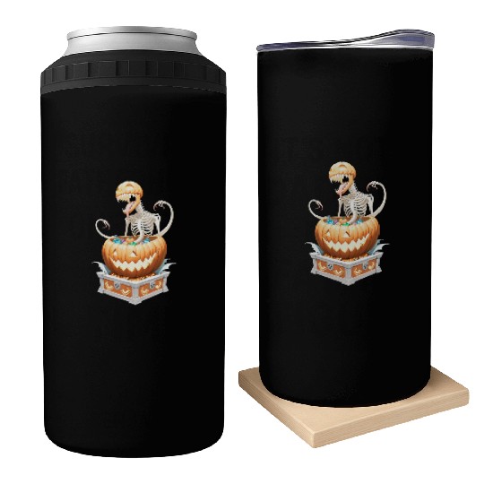 "Heavy Metal Skeletons and Skulls Halloween Art Can Coolers