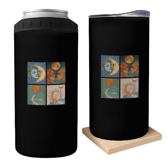 Moon and Sun Tarot Card Designed Look Can Coolers