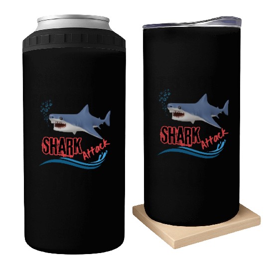 A different unique colorful shark attack design Can Coolers