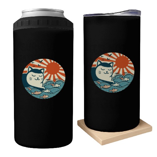 Japanese Art Cat Can Coolers