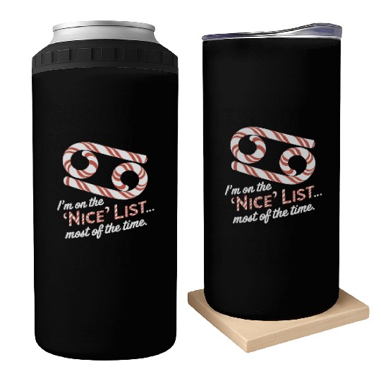Funny Cancer Zodiac Christmas: Nice List Can Coolers