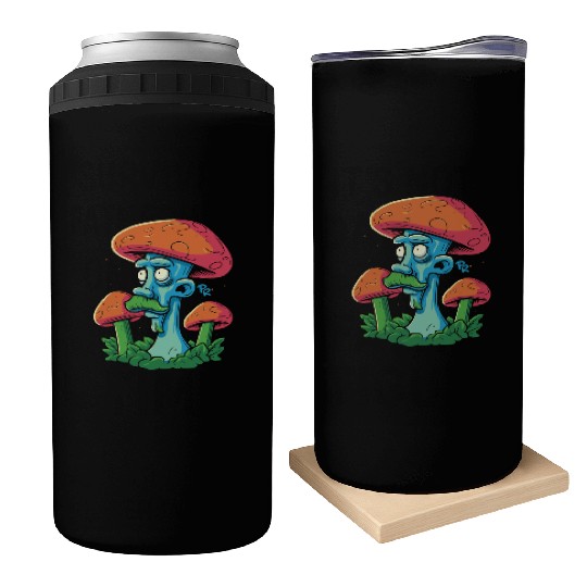 Mushroom Moustache Man – Trippy Fungi Art Can Coolers