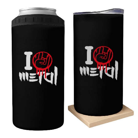 I Love Heavy Metal Hard Rock Music Graffiti Heart Can Coolers