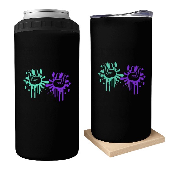 Two heavy metal graffiti horn fingers hand gesture Can Coolers