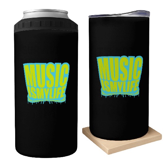 Music is my Life Love Saying Graffiti Spray Drops Can Coolers