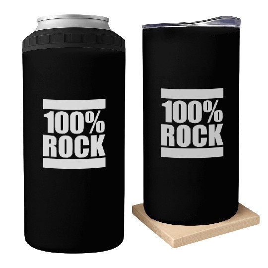 100 % Percent Rock Heavy Metal Music Text Logo Can Coolers