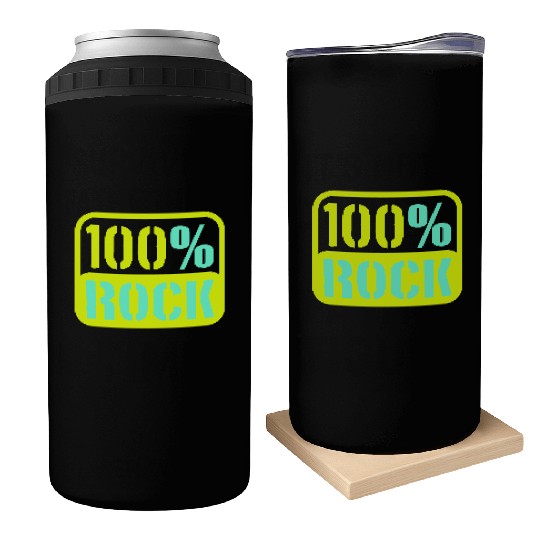 100 % Percent Rock Heavy Metal Music Text Logo Can Coolers