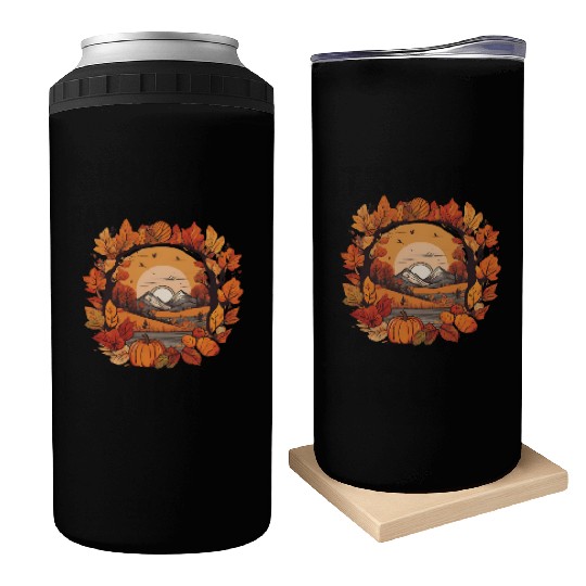Autumn leaves falling design Can Coolers