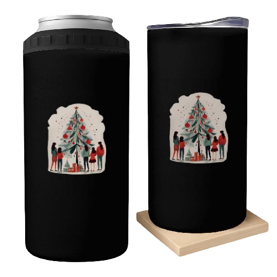 Joyful Family Christmas Celebration Can Coolers