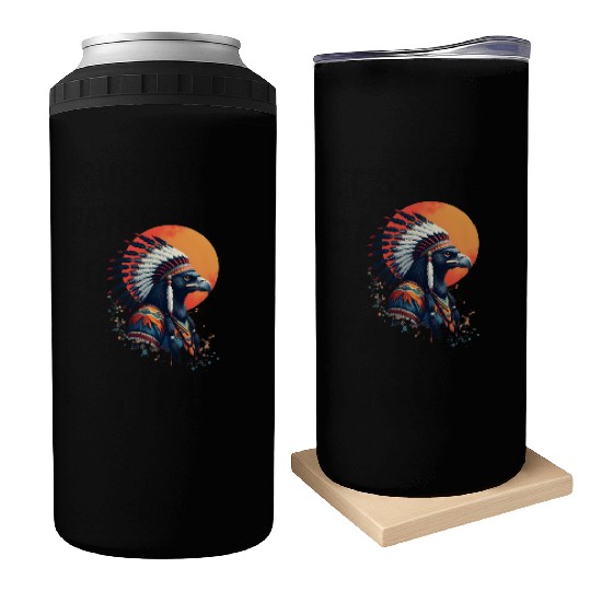 Wind Feather Native American Illustration Can Coolers