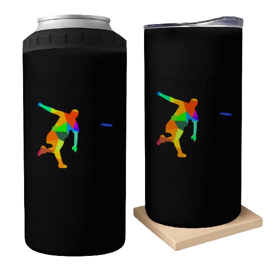 Ultimate Frisbee Rainbow Colors Polygon Sport Can Coolers